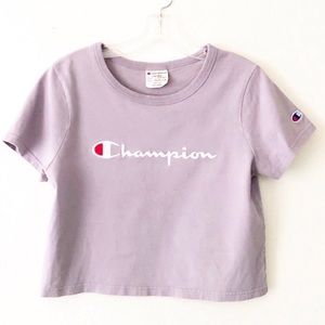 CHAMPION Heritage embroidered logo crop tee lilac